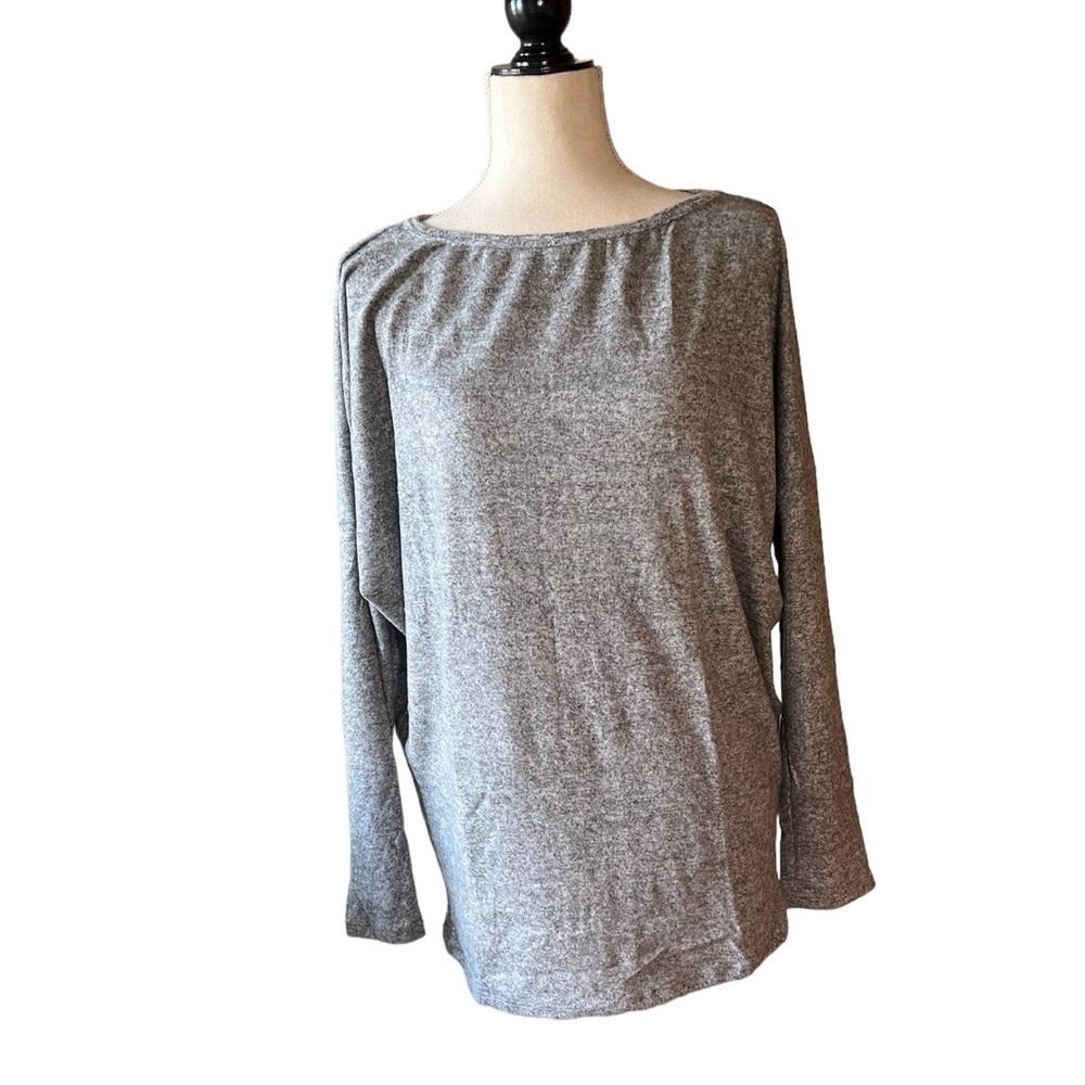 Go Couture boatneck dolman sleeve knit sweater in heather gray size L - Picture 3 of 8